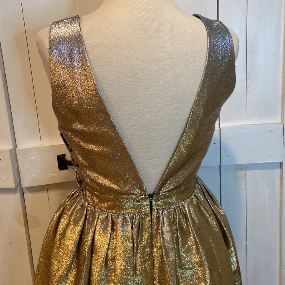 Sandro Goldie Gold V Neck Corset Dress - Picture 4 of 6